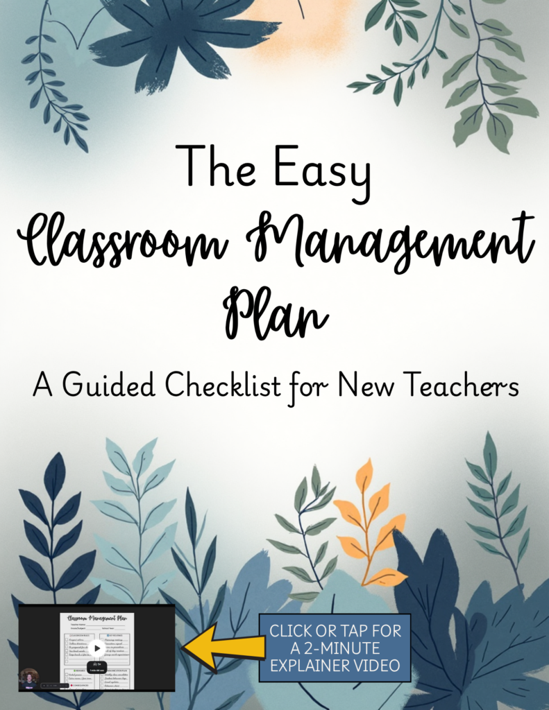 The cover of an easy classroom management plan with example and 2-minute explainer video.
