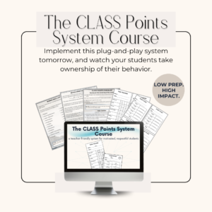A mockup of materials found within the CLASS Points System course showing checklists, quick start scripts, and templates.