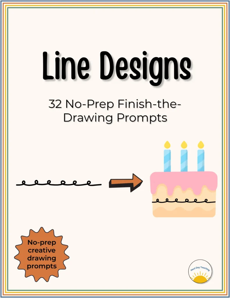 The cover of Line Designs, a no-prep creative art activity for fast finishers or filling time in a classroom.