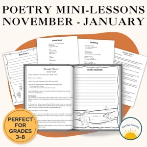 A spread of pages for teaching poetry with poetic devices