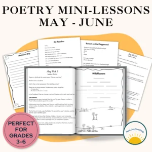 A spread of pages for teaching end of year poetry lessons