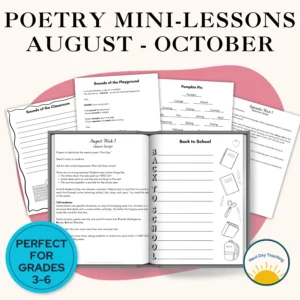 A spread of pages for teaching poetry lesson plans for grades 3-6