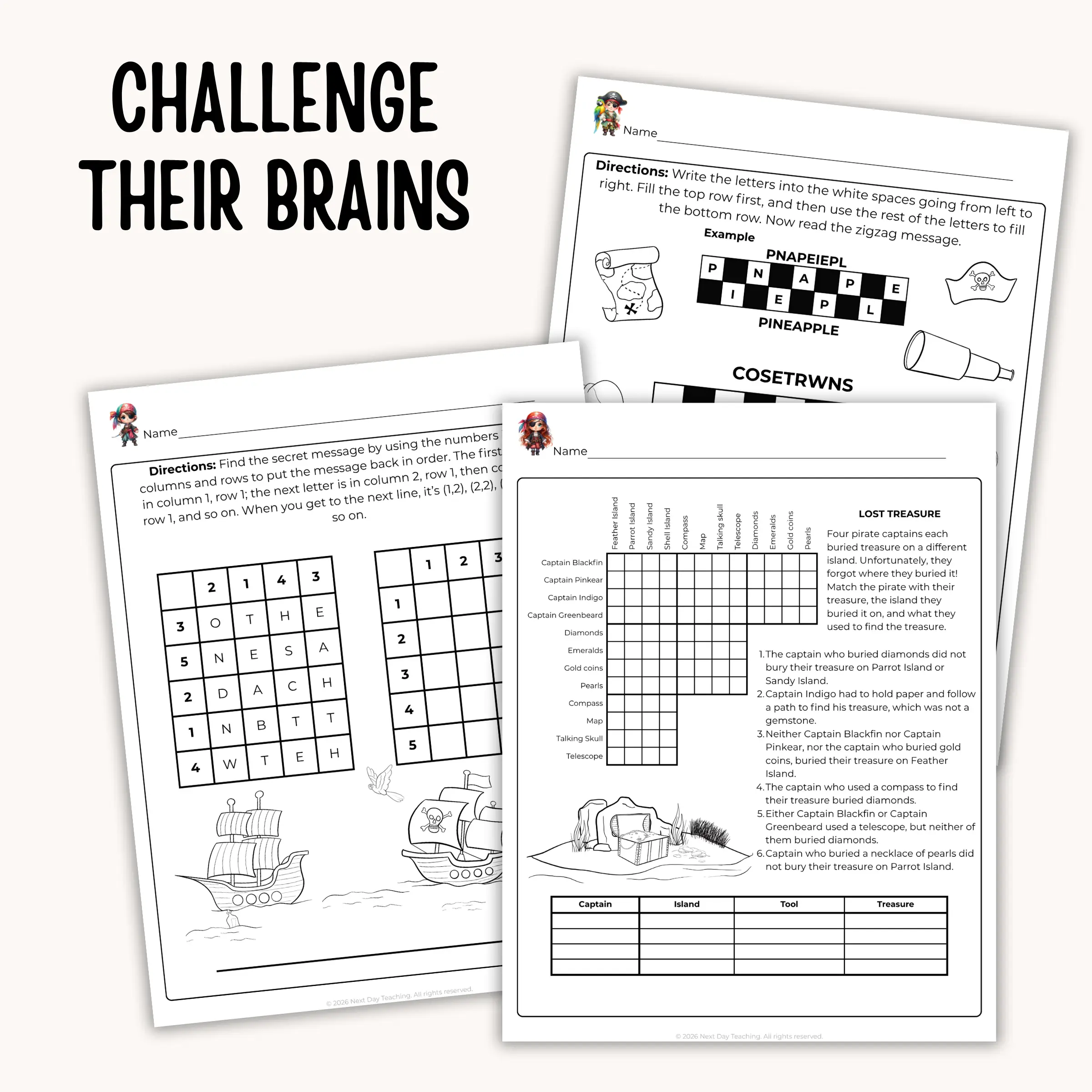 Three puzzles to challenge kids' brains