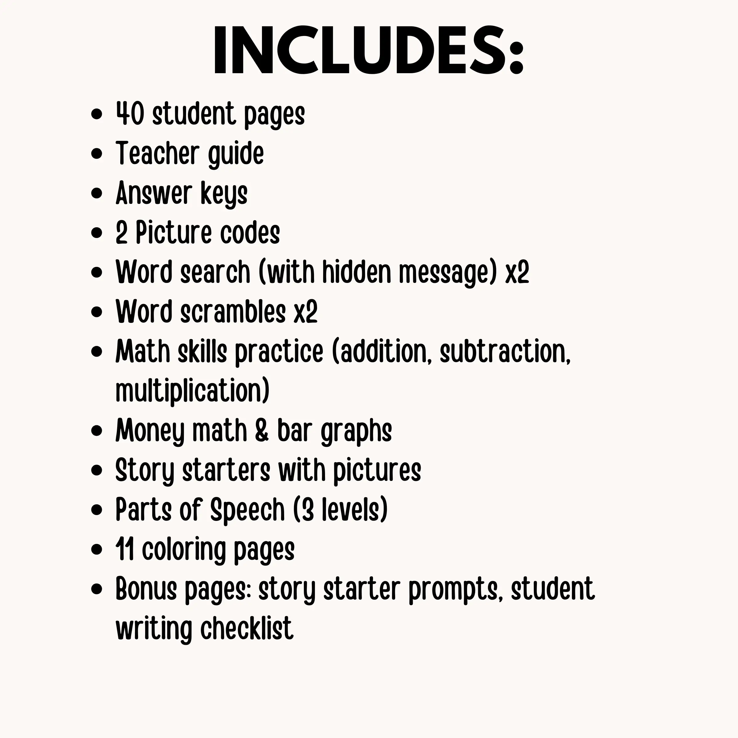 A list of children's activities included in the Halloween adventures set