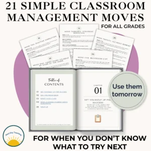 A spread of pages showcasing classroom management strategies that can be used tomorrow